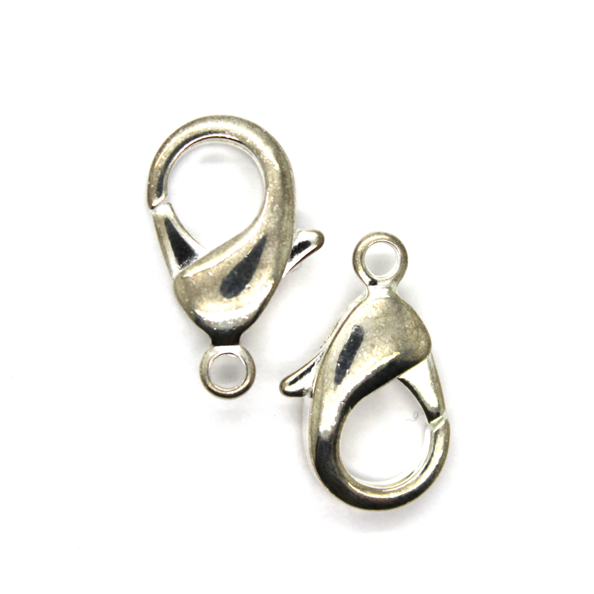 Clasp, Lobster Clasp, Bright Silver, Alloy, 12mm x 6mm, Sold Per pkg of 16