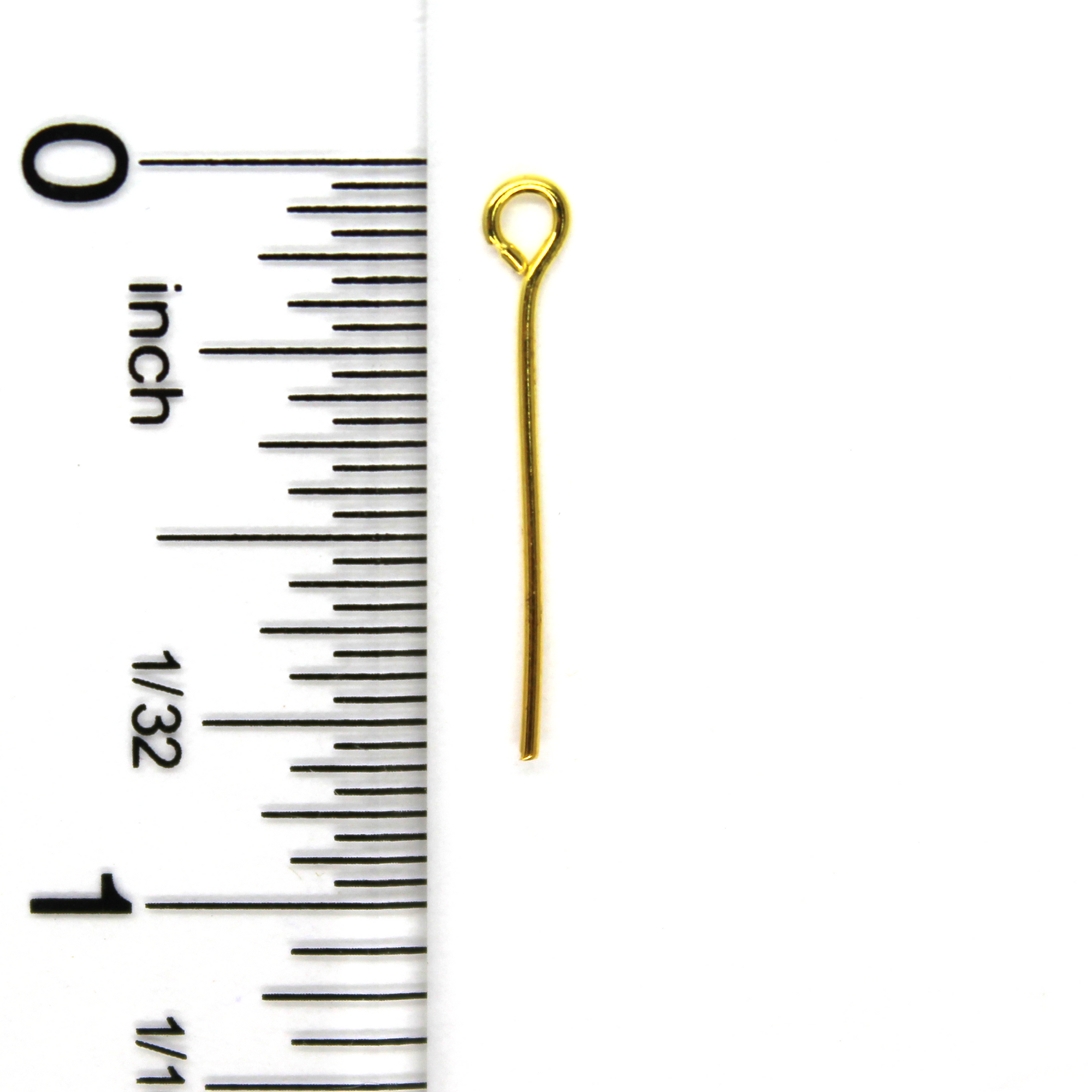 Eye Pins, Gold, Alloy, 0.79 inches, 21 Gauge, Sold Per pkg of 120