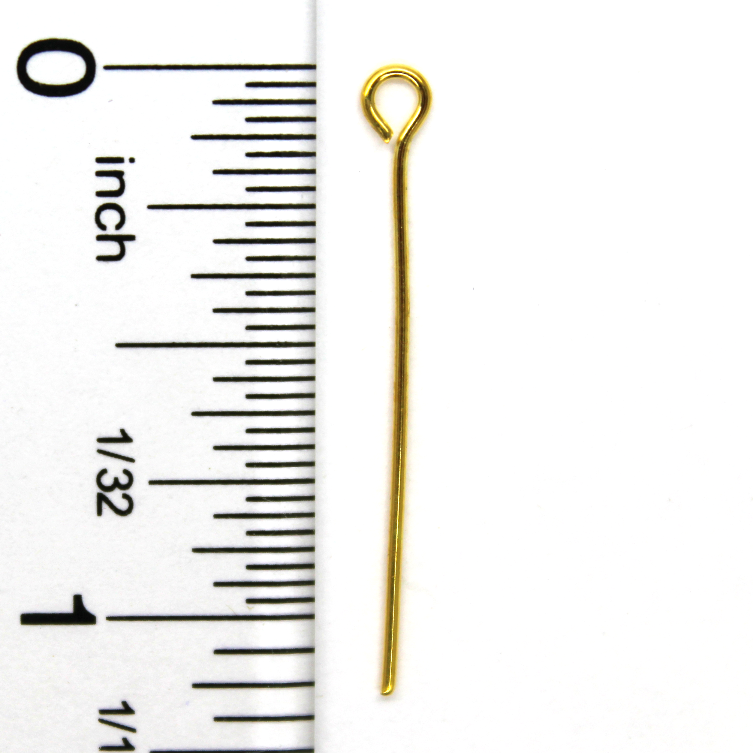 Eye Pins, Gold, Alloy, 1.10 inches, 21 Gauge, Sold Per Pkg ~85+ pcs -  Butterfly Beads and Jewllery