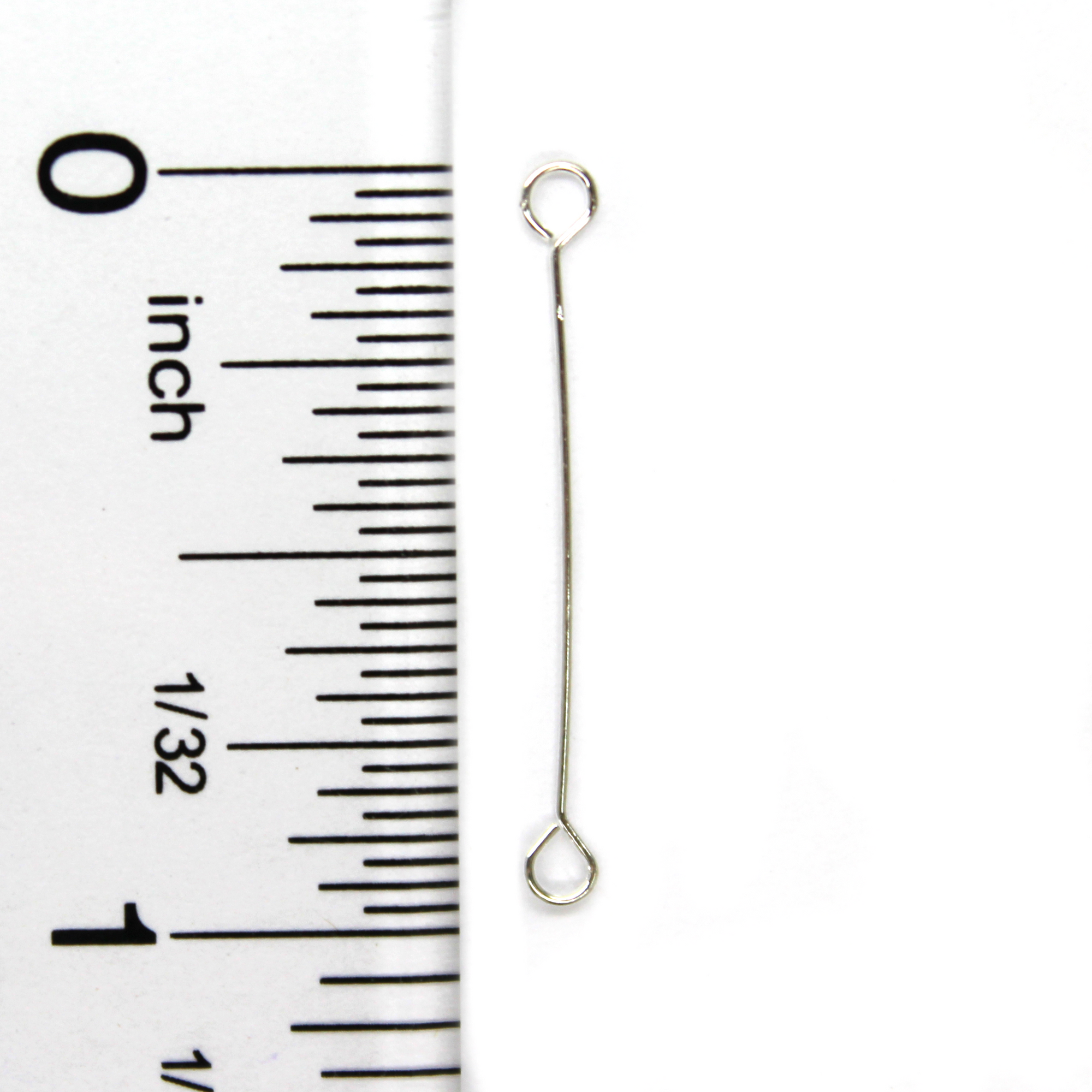 Eye Pins, Double Eye Pin, Bright Silver, Alloy, 0.98 inches, 25 Gauge, Sold Per Pkg ~35 pcs