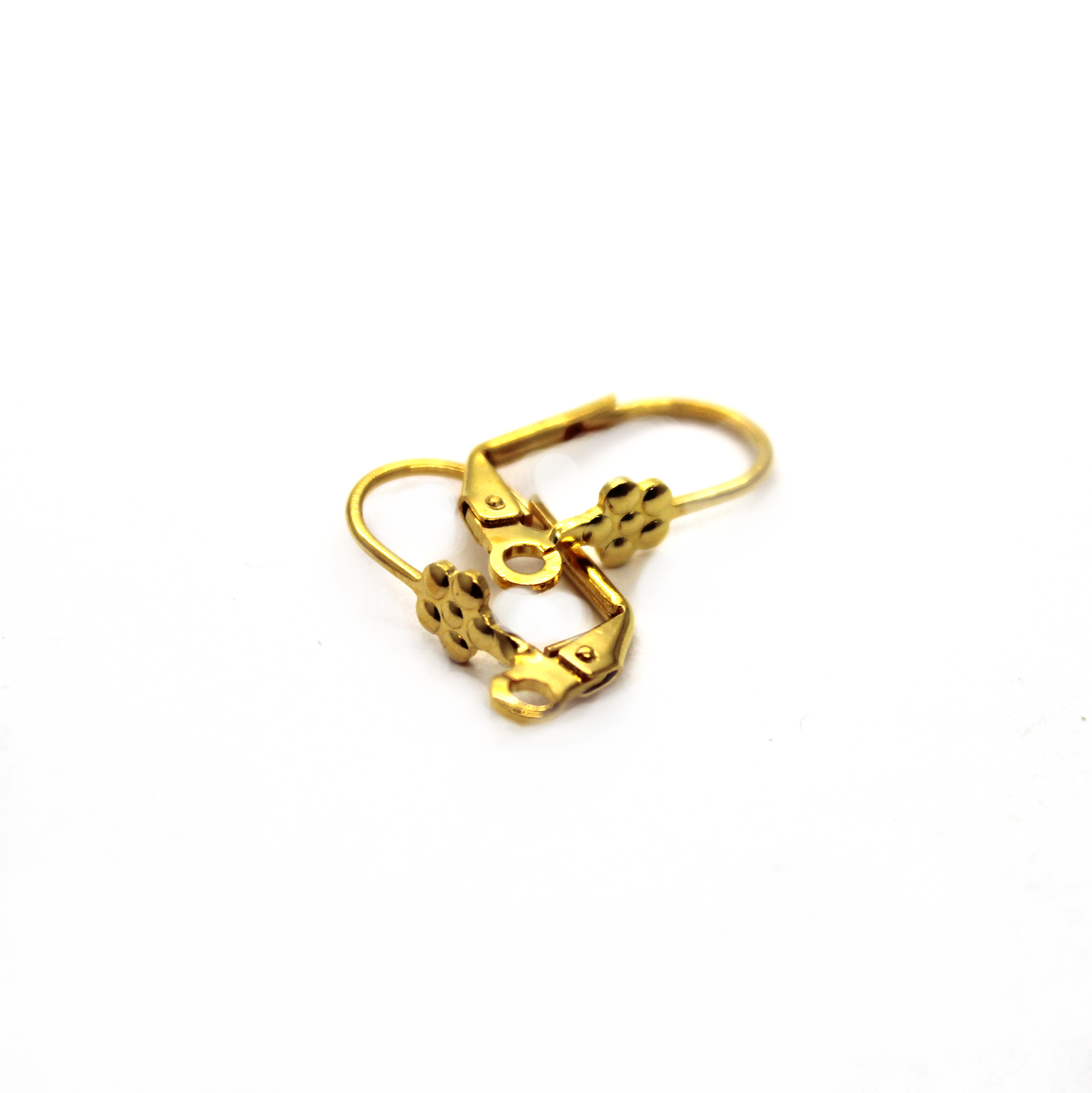 Earrings, Gold, Alloy, Flower Leverback Earrings, 20mm x 10mm, Sold per pkg of 3 pairs