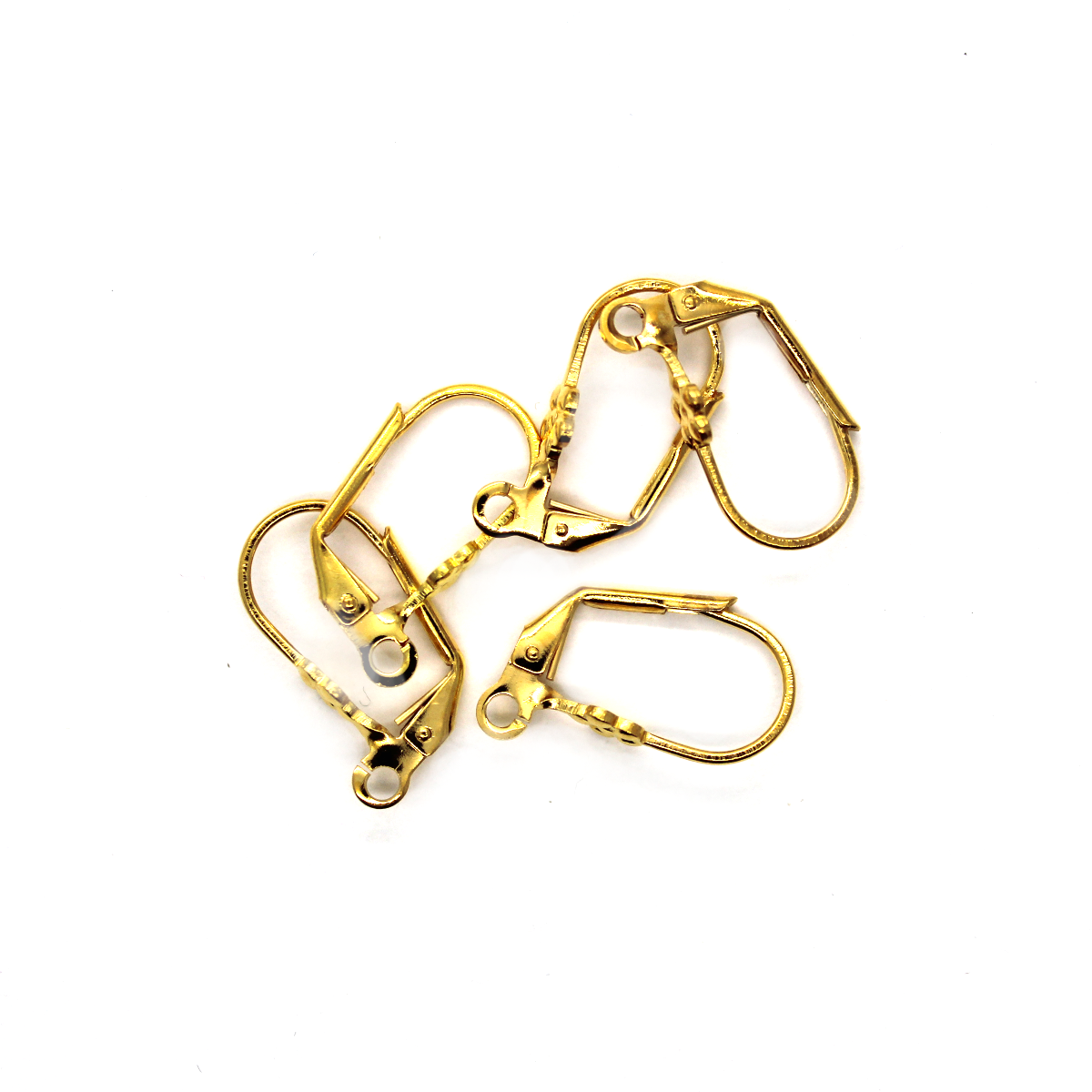 Earrings, Gold, Alloy, Flower Leverback Earrings, 20mm x 10mm, Sold per pkg of 3 pairs