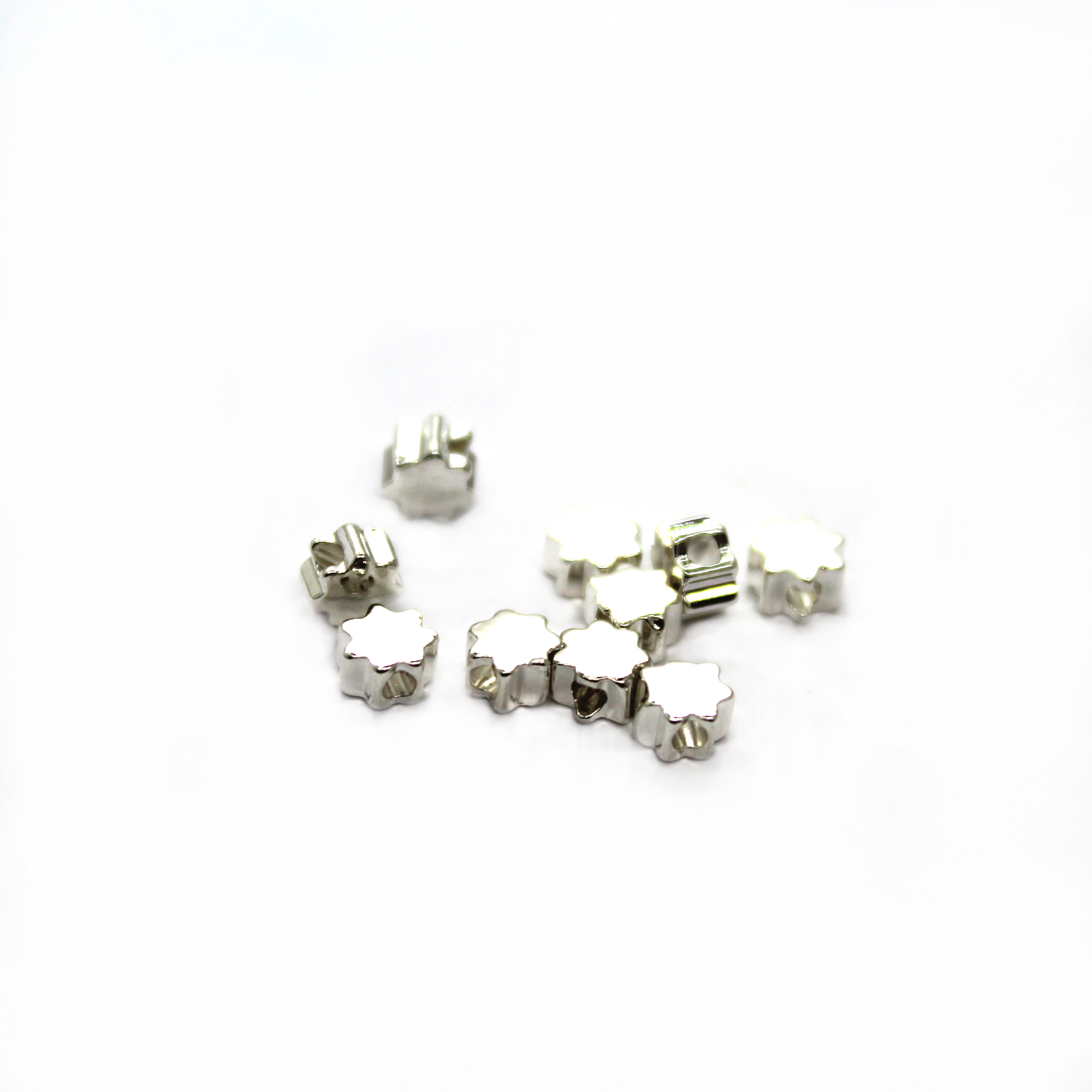 Spacer, Small Star, Bright Silver, Alloy, 4mm X 4mm, Sold Per pkg of 20
