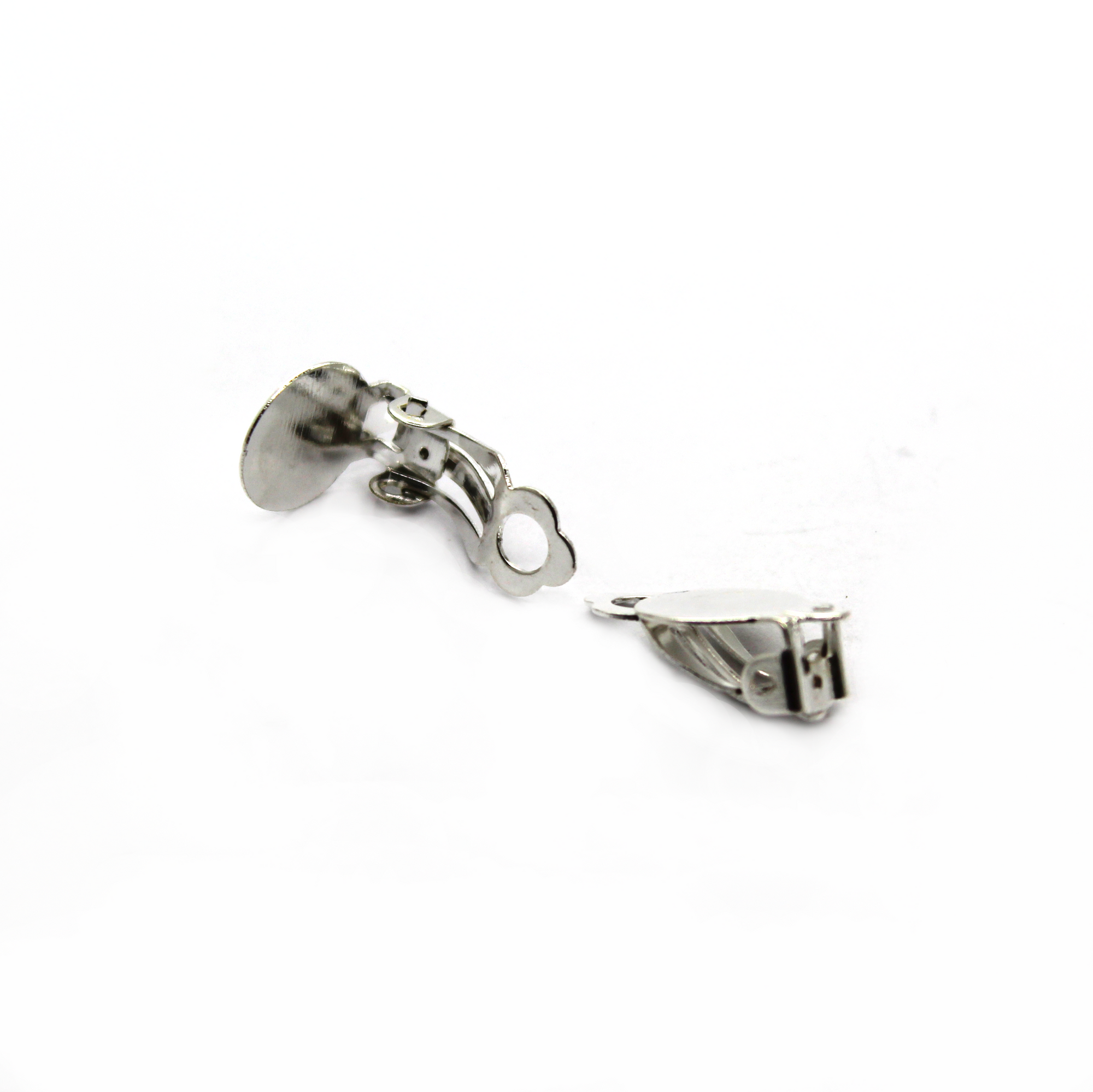 Earrings, Bright Silver, Alloy, Plain Clip-Ons, 10mm x 18mm, sold per pkg of 4 pairs