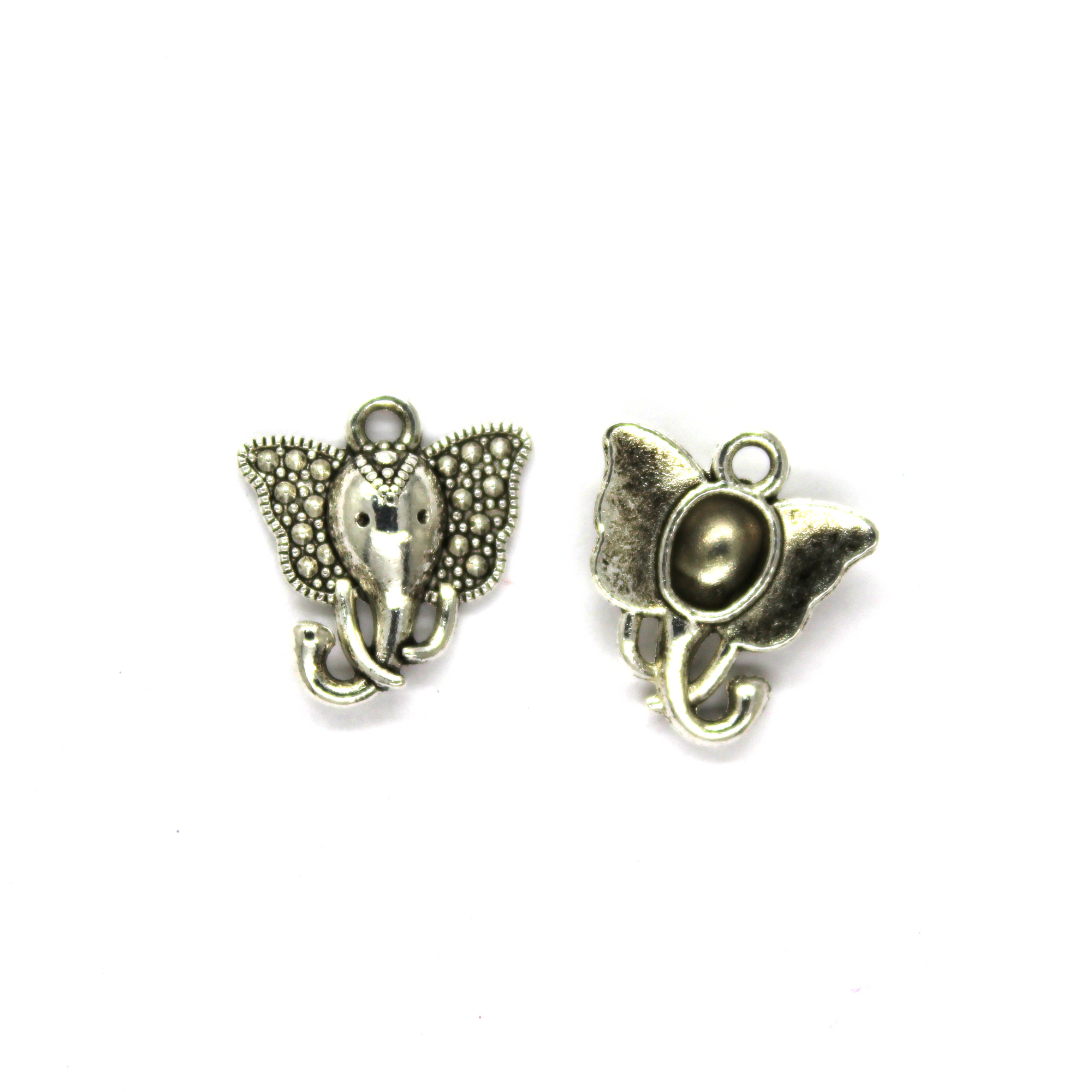 Charms, Elephant Head, Silver, Alloy, 16mm X 15mm, Sold Per pkg of 8