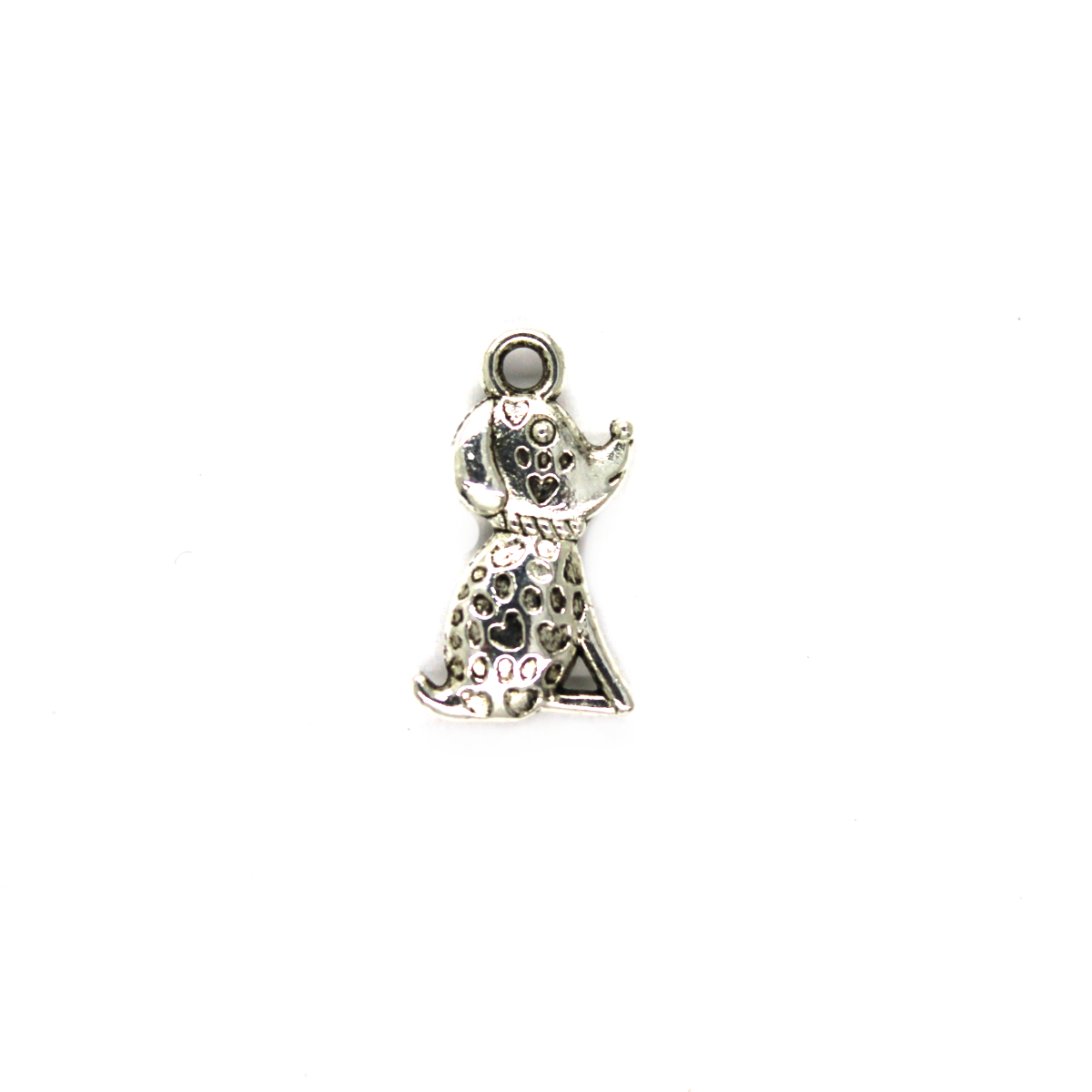 Charms, Dalmation Heart Dog, Silver, Alloy, 18mm X 10mm, Sold Per pkg of 8