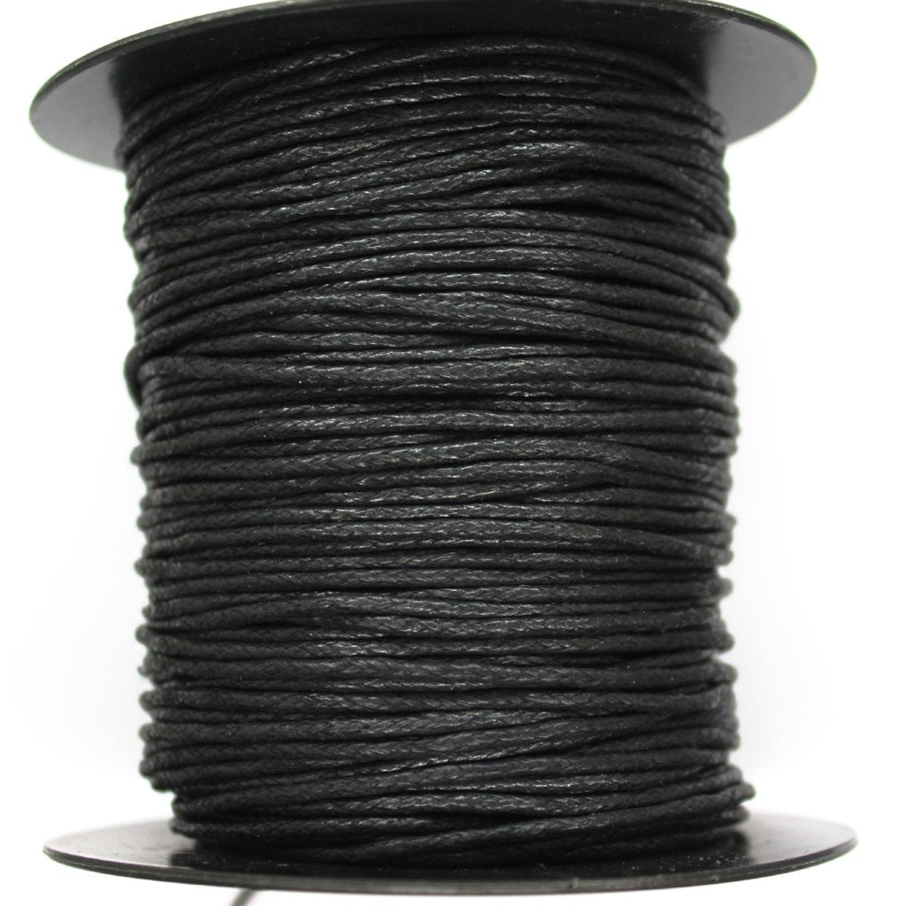 Waxed Cotton Cord, China, Black, 2mm, ~ 100 yards
