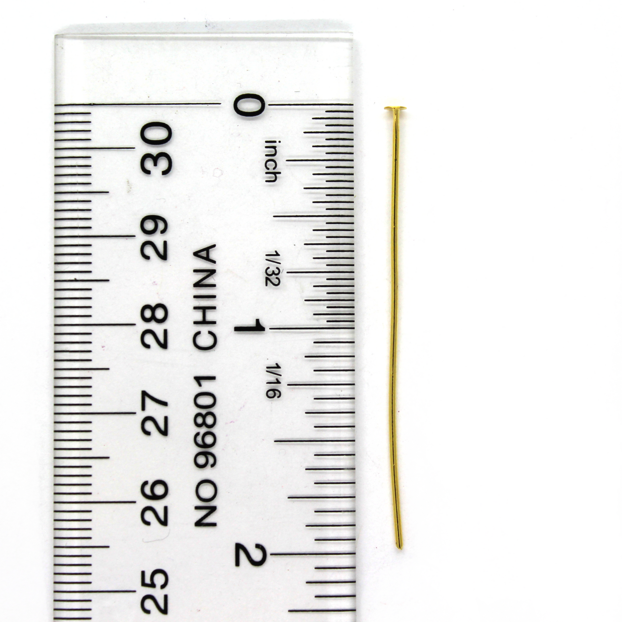 Flat Head Pins, Gold, Alloy, 1.97 inch, 19 Gauge, Sold Per Pkg 42+ pcs