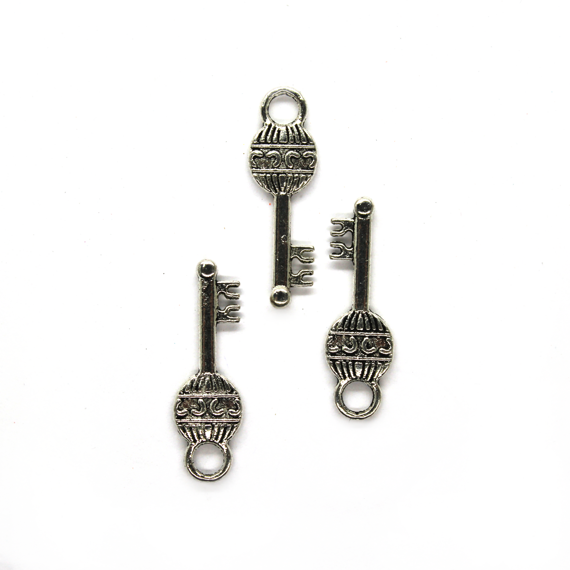 Charms, Balloon Key, Silver, Alloy, 26mm X 8mm X 2mm, Sold Per pkg of 6