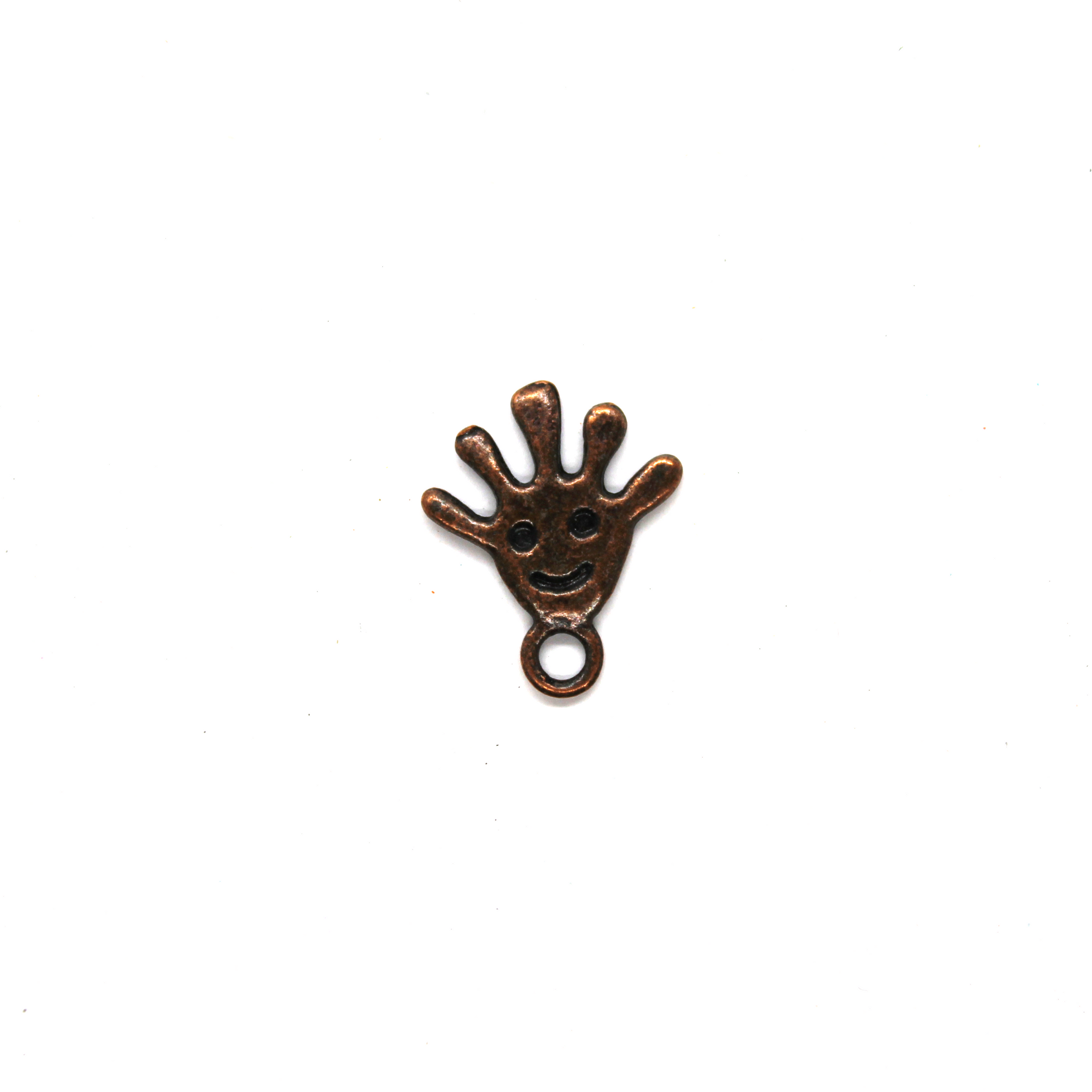 Charms, Smiley Face Hand, Copper, Alloy, 17mm X 14mm, Sold Per pkg of 10