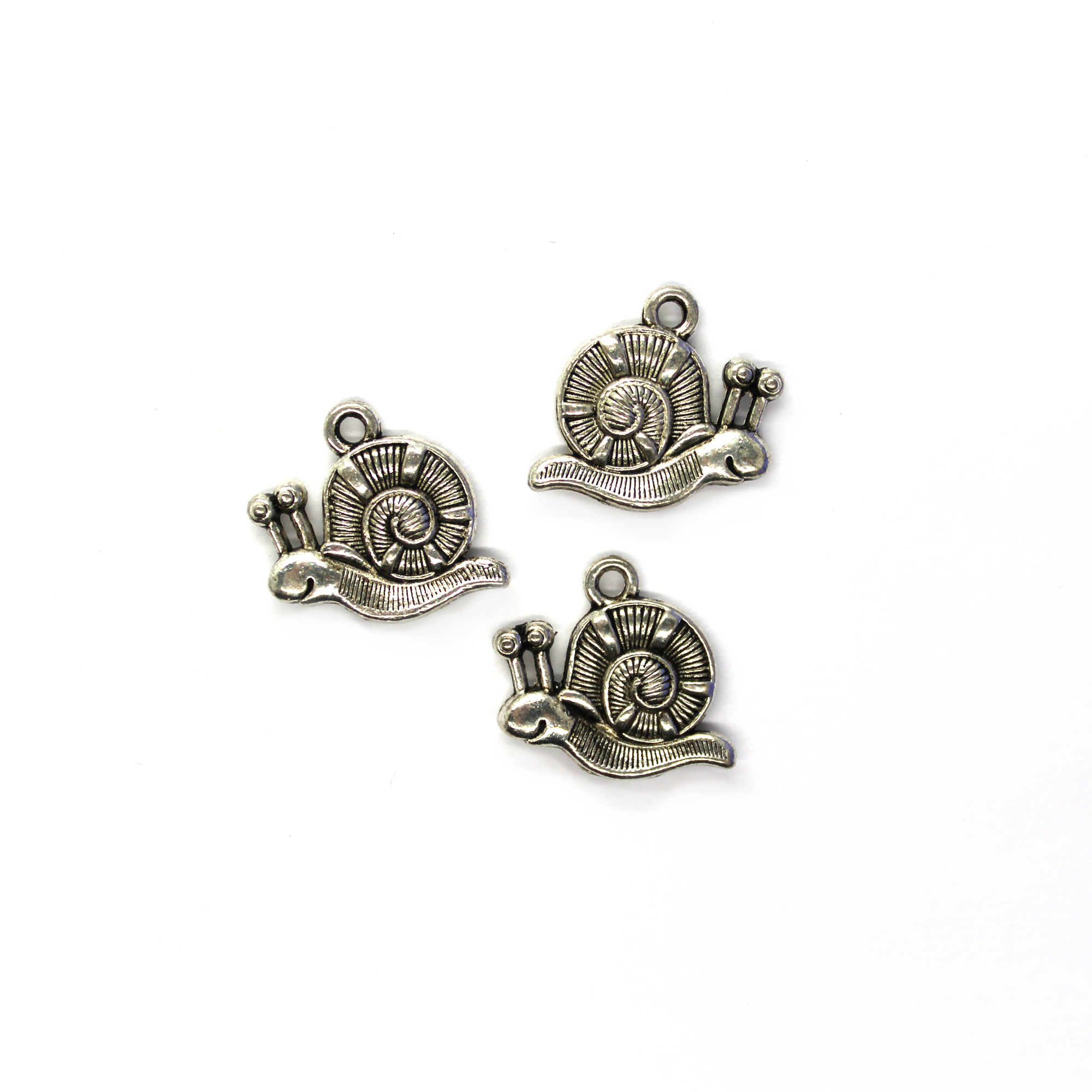 Charms, Smiley Snail, Silver, Alloy, 16mm X 17mm, Sold Per pkg of 6
