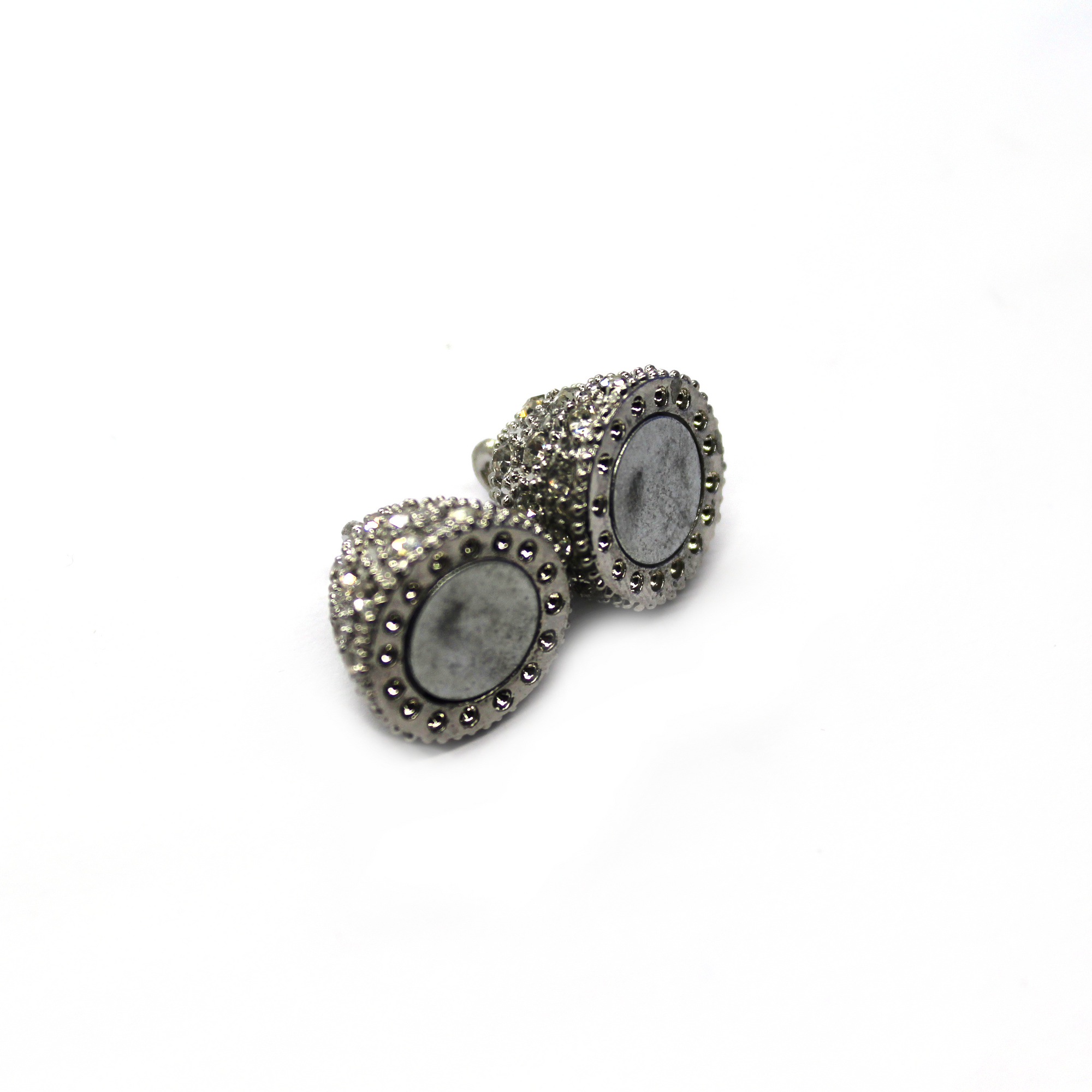 Clasp, Large Magnetic Rhinestone Egg Clasp, Silver, Alloy, 31mm x 17mm, Sold Per pkg of 1