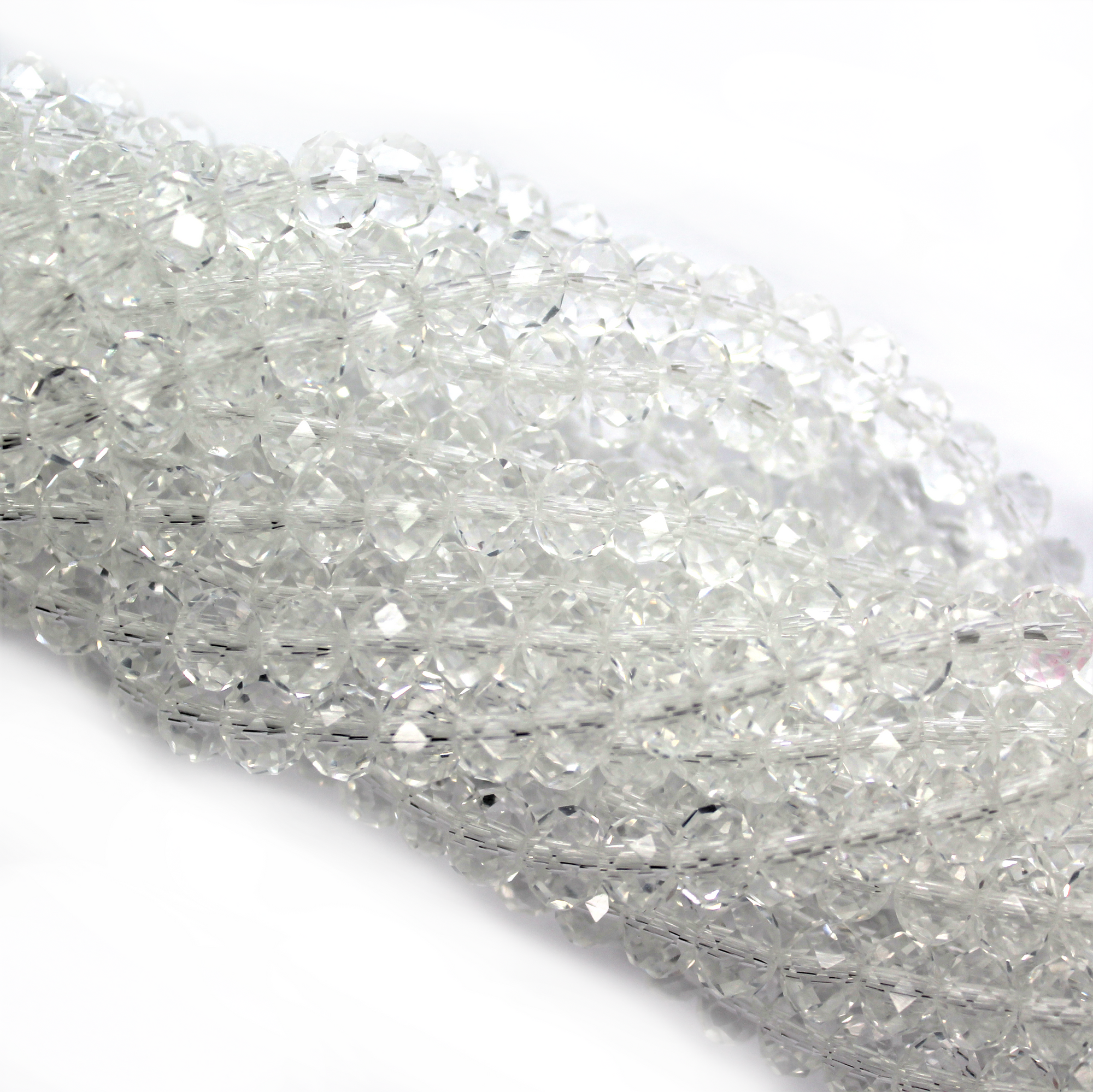 Glass Crystal, Rondelle, Crystal, 8mm X 6mm, 65 pcs per strand