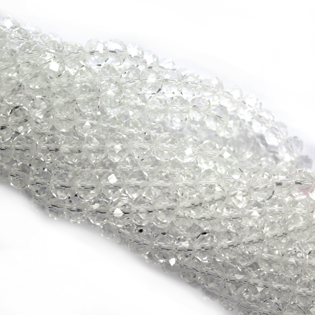 Glass Crystal, Rondelle, Crystal, 12mm x 9mm, 65 pcs per strand