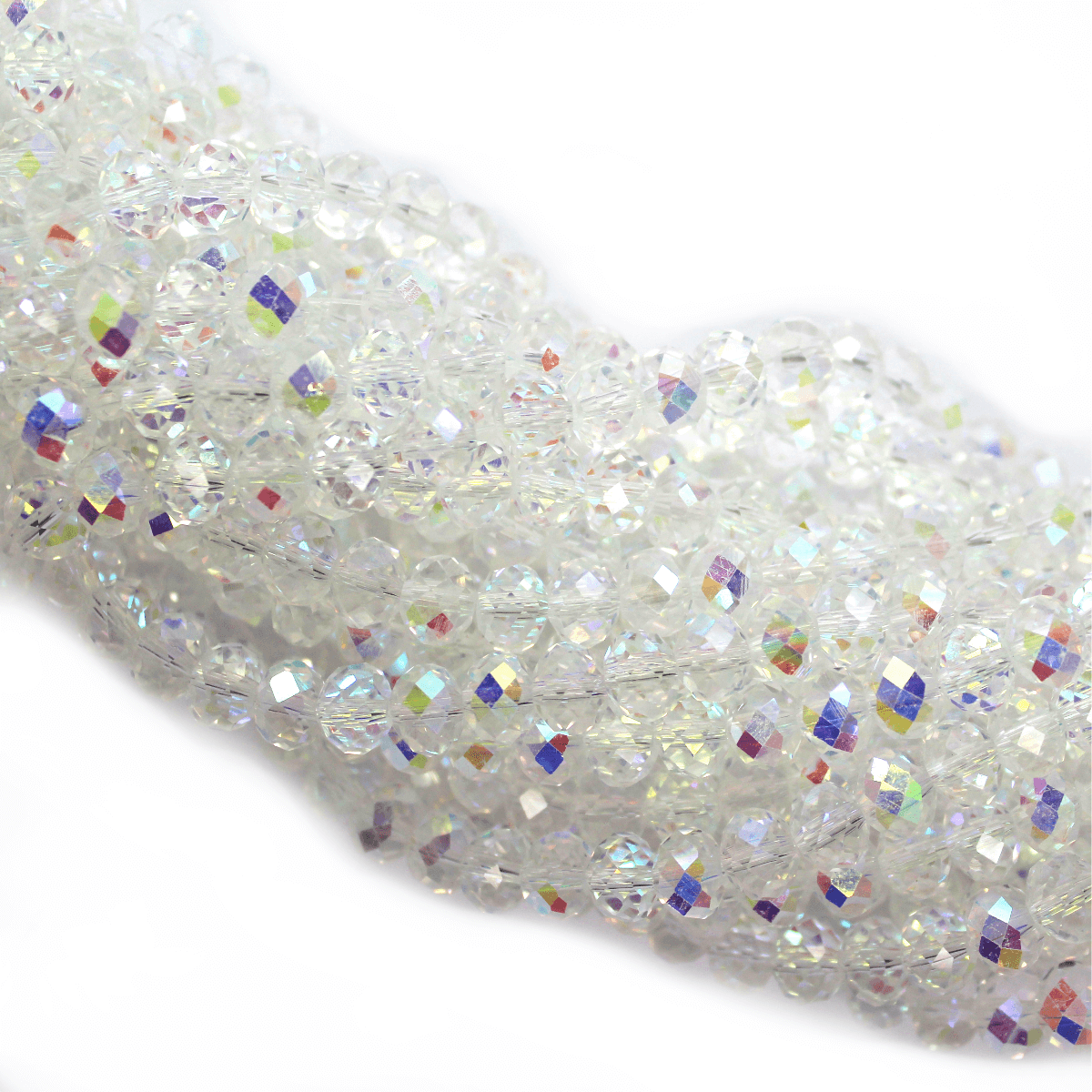 Glass Crystal, Rondelle, Crystal AB, 10mm X 8mm, 65 pcs per strand