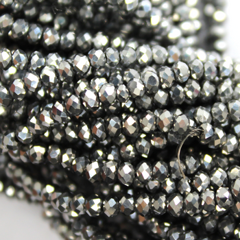 Glass Crystal, Rondelle, Silver Grey, 3mm X 2.5mm, 140 pcs per strand