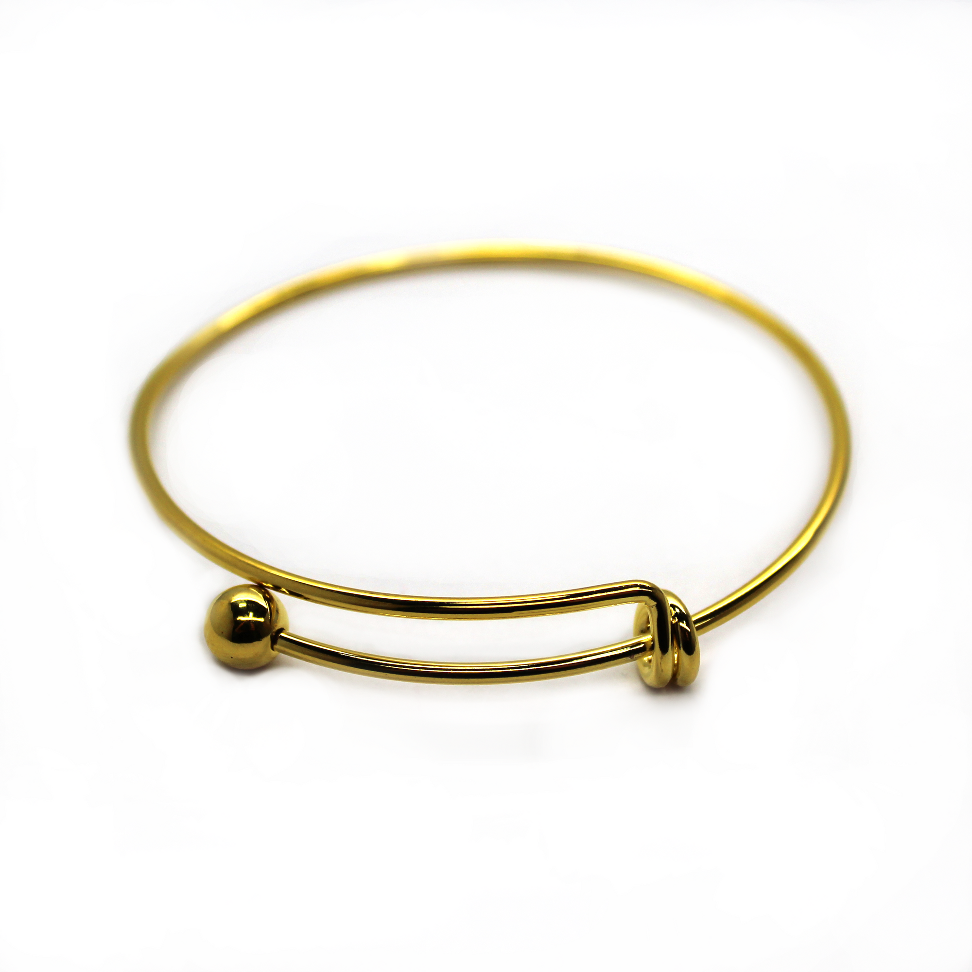 Adjustable Charm Bangle - Gold Alloy - 1pc - Butterfly Beads