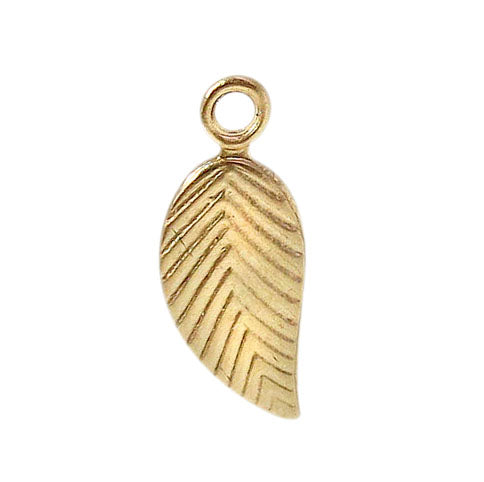 Charm, Flat Leaf, 14K Gold Filled, 10mmL x 5mmW, 1pc