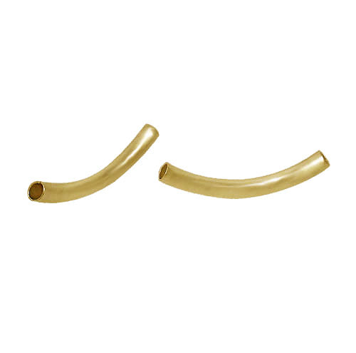 Bead, 14K Gold Filled, Large Curved Tube Spacer Bead, 2mm L x 20mm W x 1.7mm D - 2pc