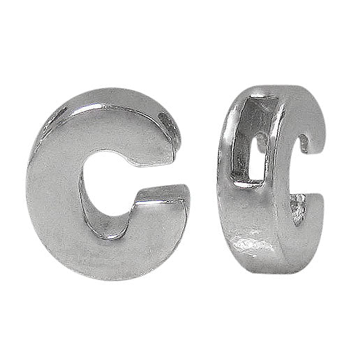 Bead, Alphabet Beads, Rhodium Plated on Sterling Silver, 8mm L x 6mm W x 3mm T