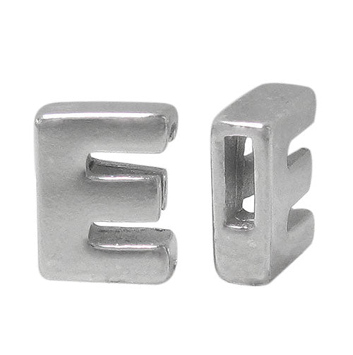 Bead, Alphabet Beads, Rhodium Plated on Sterling Silver, 8mm L x 6mm W x 3mm T