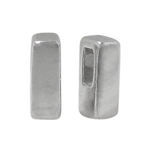 Bead, Alphabet Beads, Rhodium Plated on Sterling Silver, 8mm L x 6mm W x 3mm T