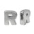 Bead, Alphabet Beads, Rhodium Plated on Sterling Silver, 8mm L x 6mm W x 3mm T