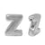 Bead, Alphabet Beads, Rhodium Plated on Sterling Silver, 8mm L x 6mm W x 3mm T