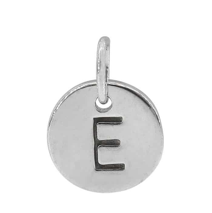 Charm, Alphabet Tag, Sterling Silver with Rhodium, 9mm, 1 pc