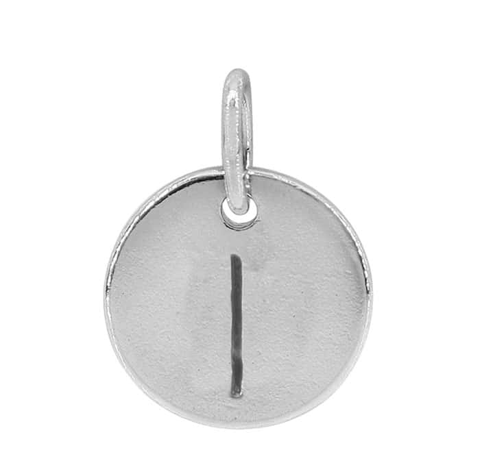 Charm, Alphabet Tag, Sterling Silver with Rhodium, 9mm, 1 pc