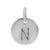 Charm, Alphabet Tag, Sterling Silver with Rhodium, 9mm, 1 pc