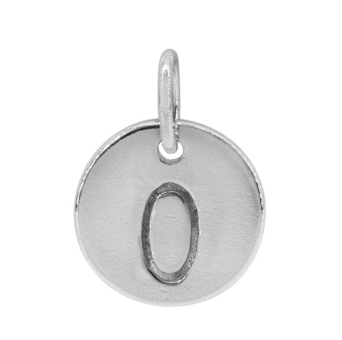 Charm, Alphabet Tag, Sterling Silver with Rhodium, 9mm, 1 pc