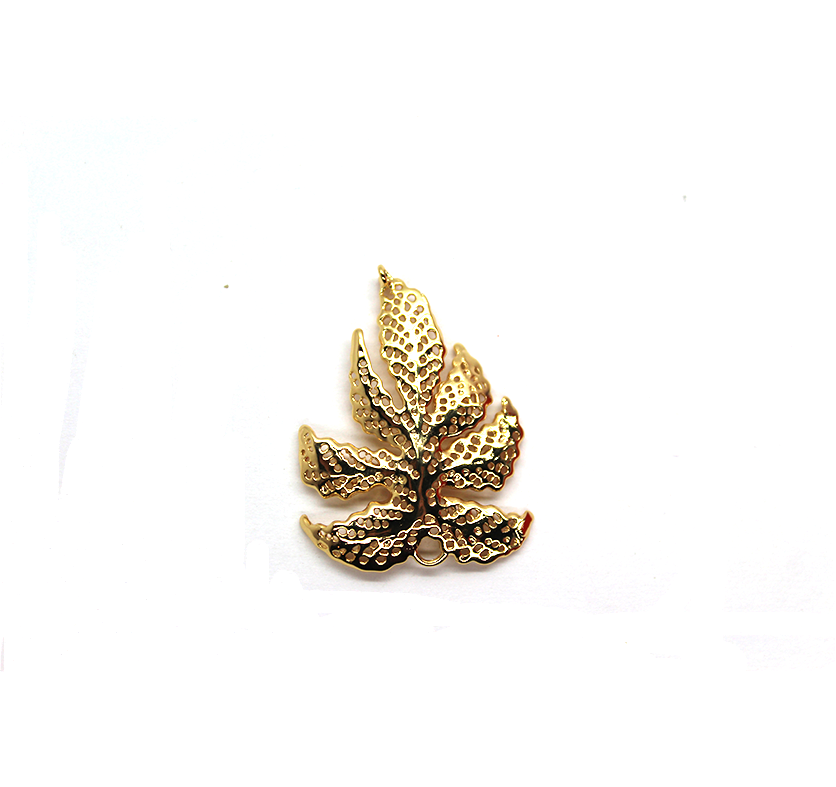 Leaf Pendant, Gold-Plated, 35mm x 25mm, 1pc