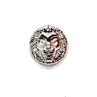 Lion Head Spacer Bead, Silver-Plated, 13mm x 13mm, 1pc