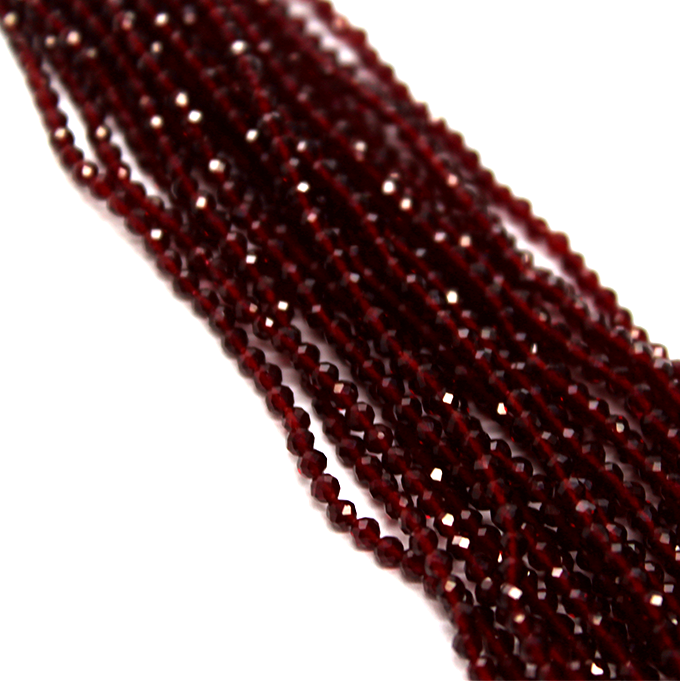 Faceted Maroon Jade, Semi-Precious Stone, 2mm, 208 pcs per strand