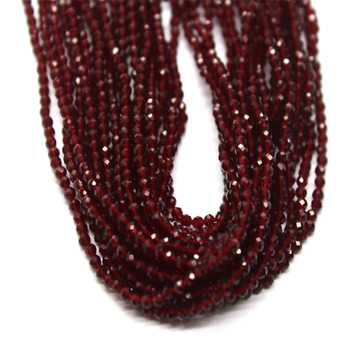 Faceted Maroon Jade, Semi-Precious Stone, 2mm, 208 pcs per strand