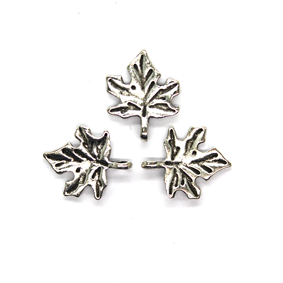 Charms, Maple Leaf, Silver Alloy, 16mm x 13mm, Sold Per pkg of 10