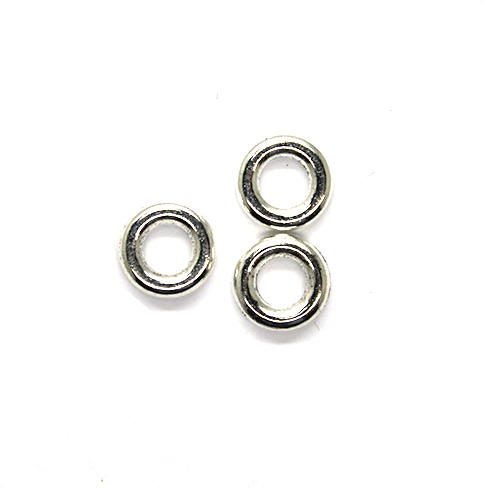 O Spacer Bead, Bright Silver, Alloy, Round, 7mm, 12 Gauge, Sold Per pkg of 45+