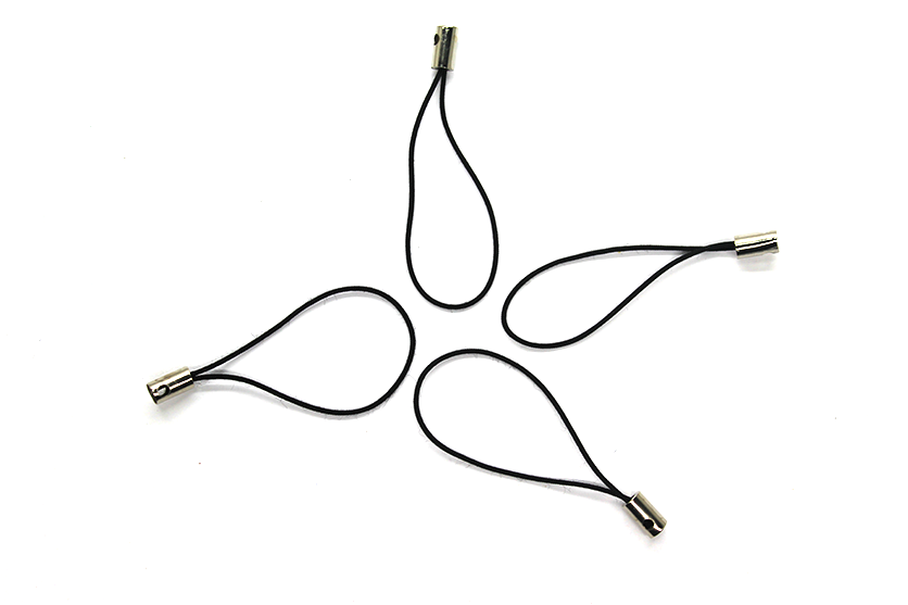 Connector, Mobile Phone Straps, Nylon Cord Loop with Silver Alloy Ends, 47mm, Sold Per pkg of 6