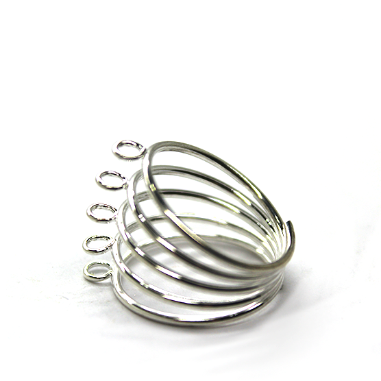 Base, Ring Base with 5 Rows & 5 Loops, Bright Silver, Alloy, 17mm x 21mm x 3mm (loop), Sold Per pkg of 1
