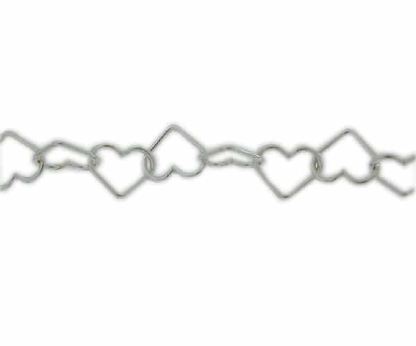 Chain, Heart Link Chain, 6mm, Sterling Silver - Sold per Inch