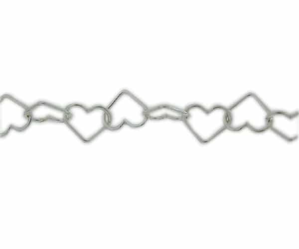 Chain, Heart Link Chain, 4mm, Sterling Silver - Sold per Inch