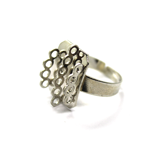 Base, Ring Base with 3 Rows & 14 Loops, Silver, Alloy, 23mm x 19mm & 2 ...