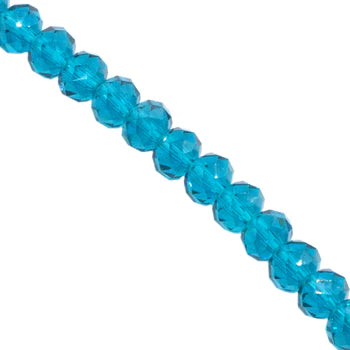 Glass Crystal, Rondelle, Teal, 6mm X 4mm, 95 pcs per strand