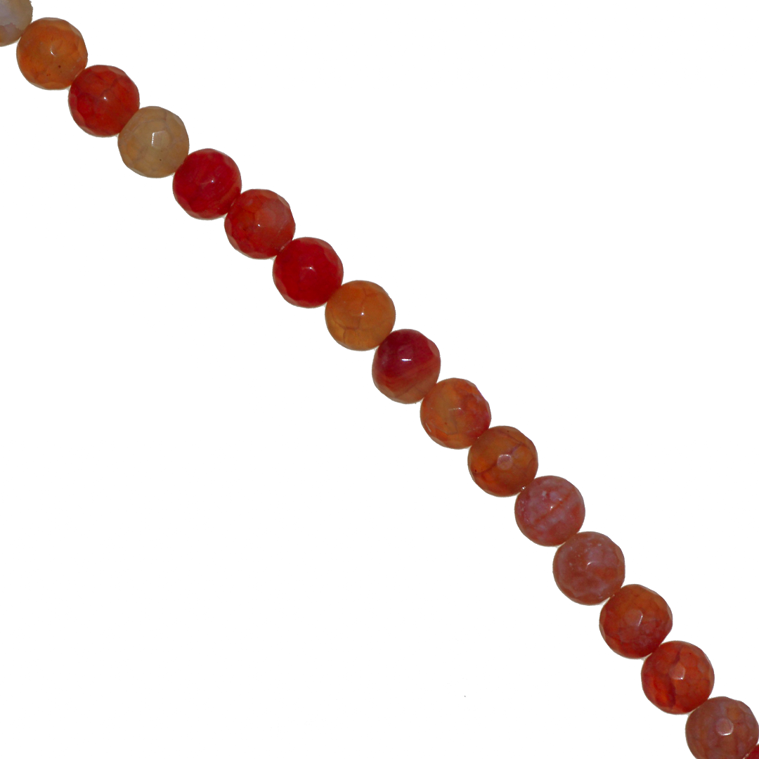 Agate Faceted, Fire Agate, 6mm, Semi-Precious Stone, Approx 62 pcs per strand, Available in Multiple Colours