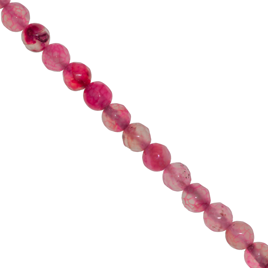 Agate Faceted, Fire Agate, 6mm, Semi-Precious Stone, Approx 62 pcs per strand, Available in Multiple Colours