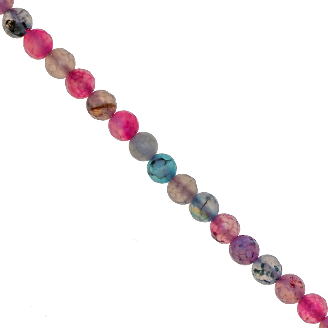Agate Faceted, Fire Agate, 6mm, Semi-Precious Stone, Approx 62 pcs per strand, Available in Multiple Colours