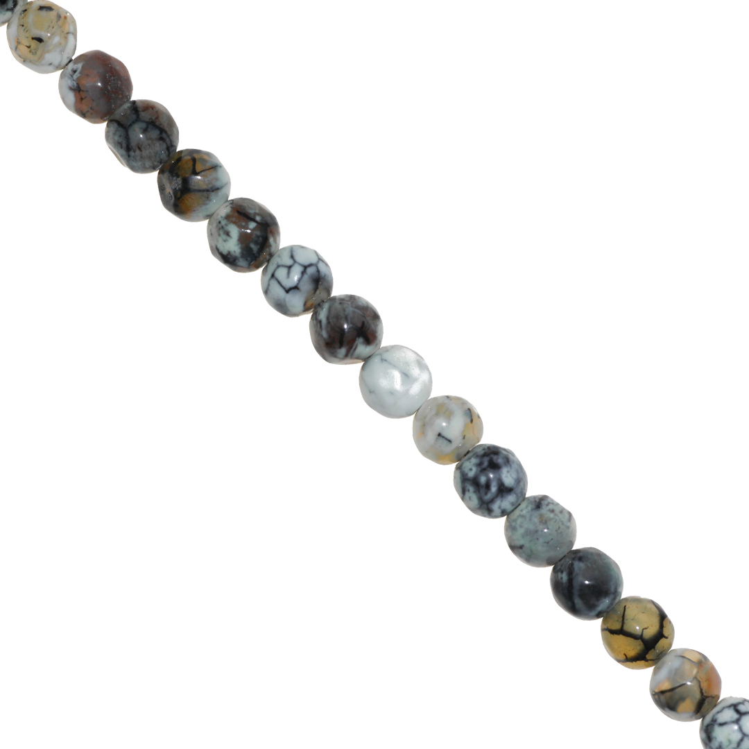Agate Faceted, Fire Agate, 6mm, Semi-Precious Stone, Approx 62 pcs per strand, Available in Multiple Colours