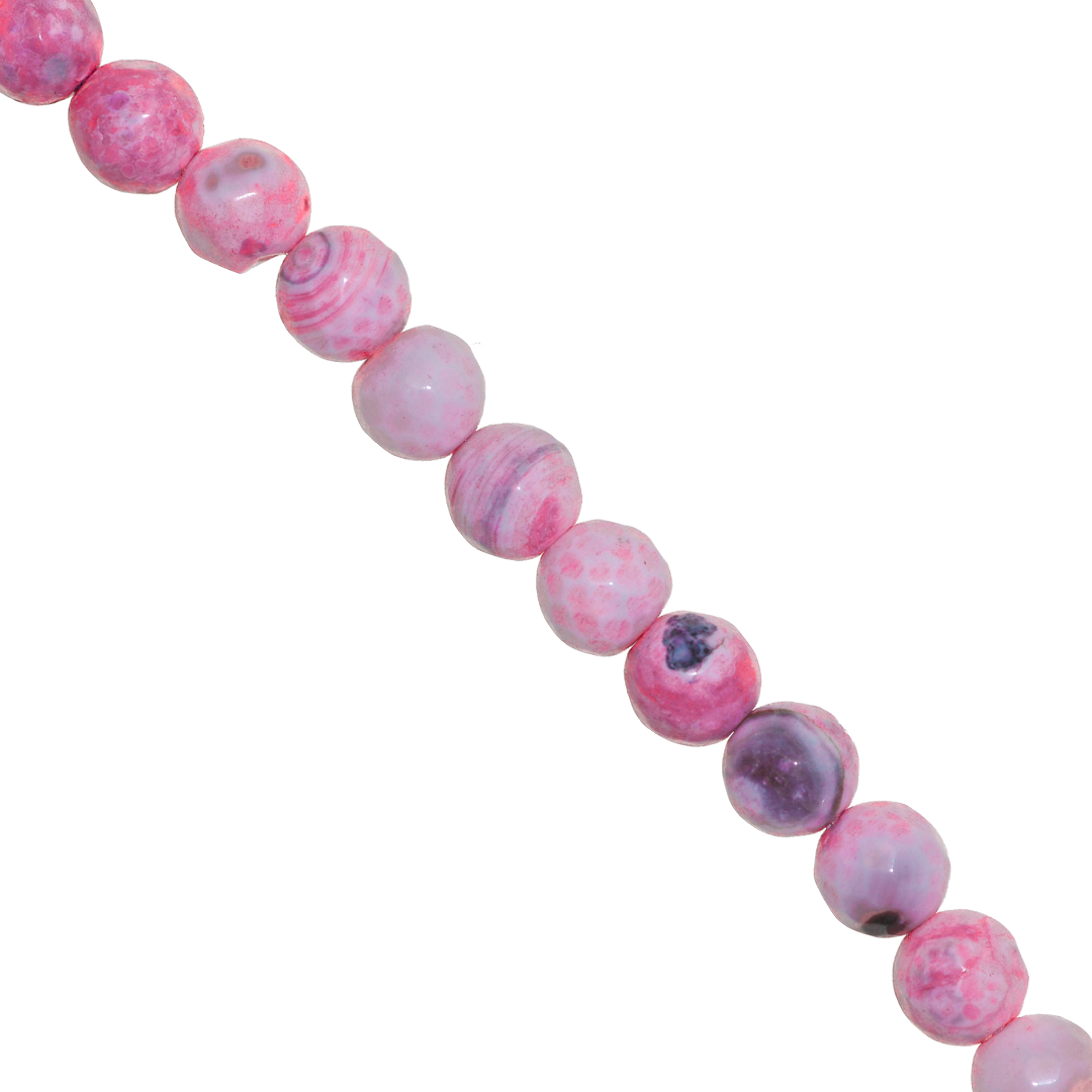 Agate Faceted, Fire Agate, Semi-Precious Stone, 8mm, Approx 46 pcs per strand, Available in Multiple Colours
