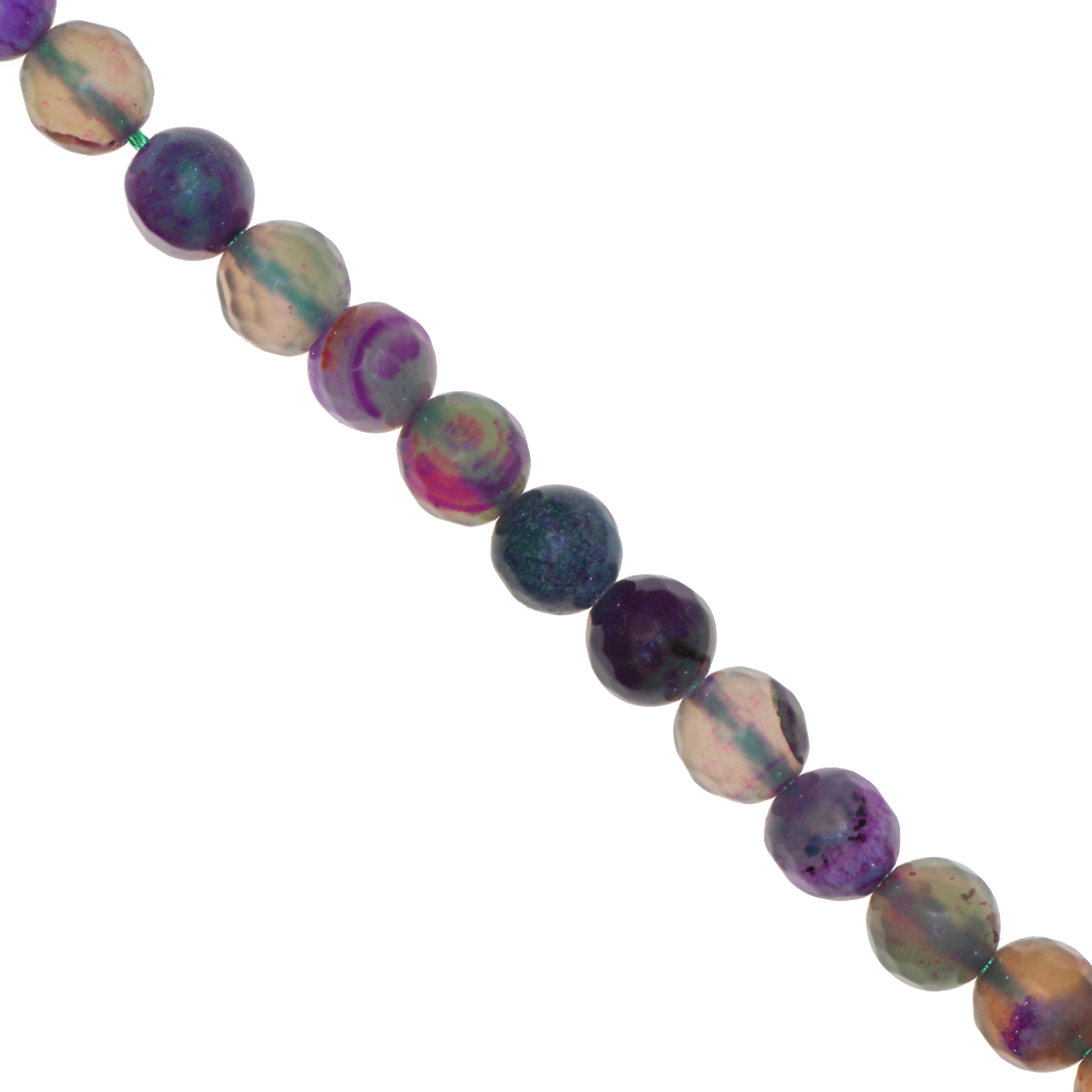 Agate Faceted, Fire Agate, Semi-Precious Stone, 8mm, Approx 46 pcs per strand, Available in Multiple Colours